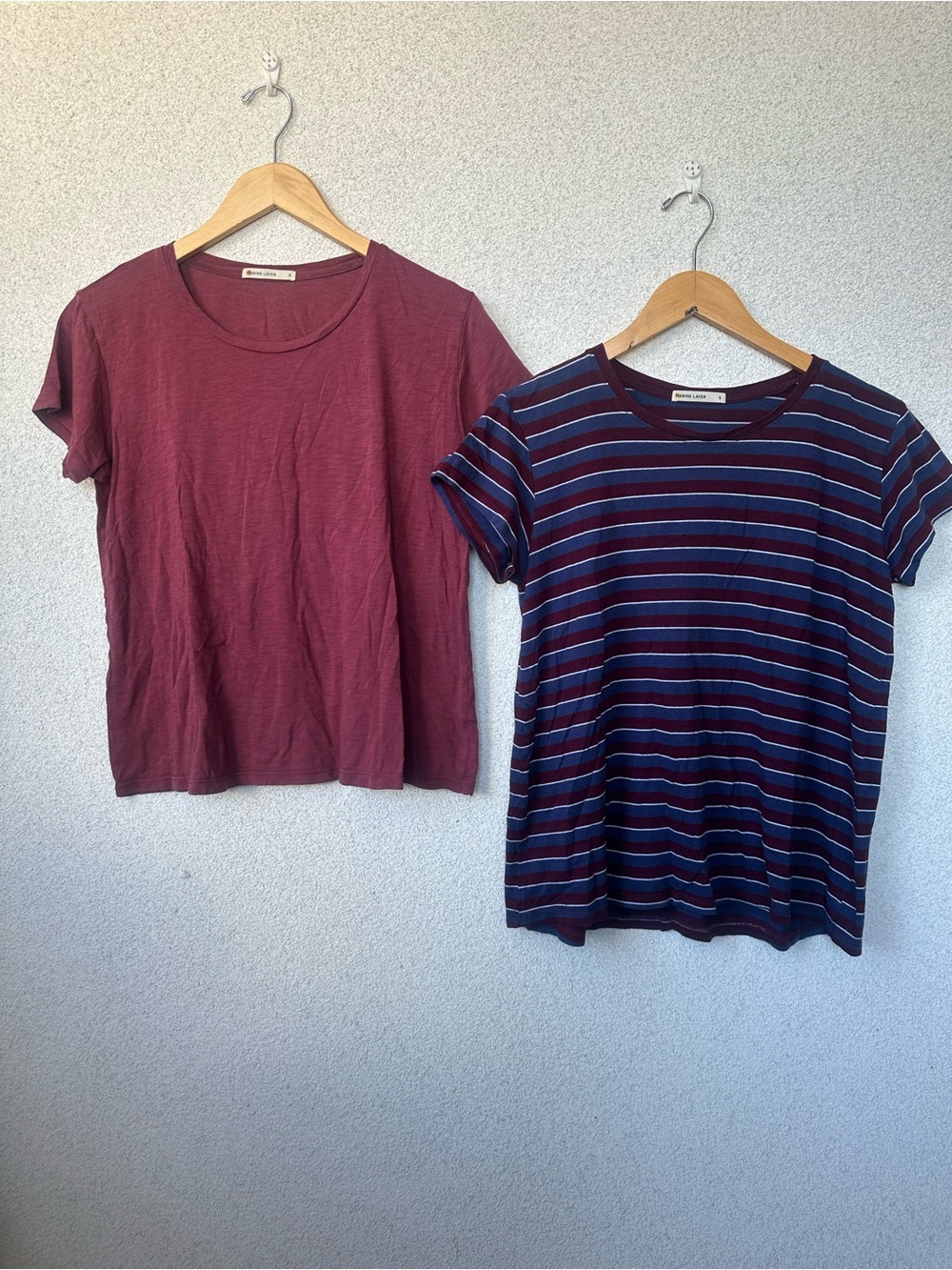 Marine Layer Women’s T-Shirt Bundle Size Small Solid Burgundy & Striped Tee